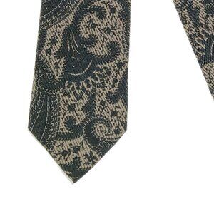 Gian Marco Venturi Silk Tie Men’s 61” Black Taupe Paisley Art Deco Wide New